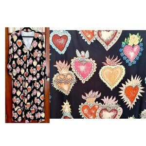 Sacred Heart Maxi Dress ~ hearts flames flowers angels ~ 2x ~ soft comfy